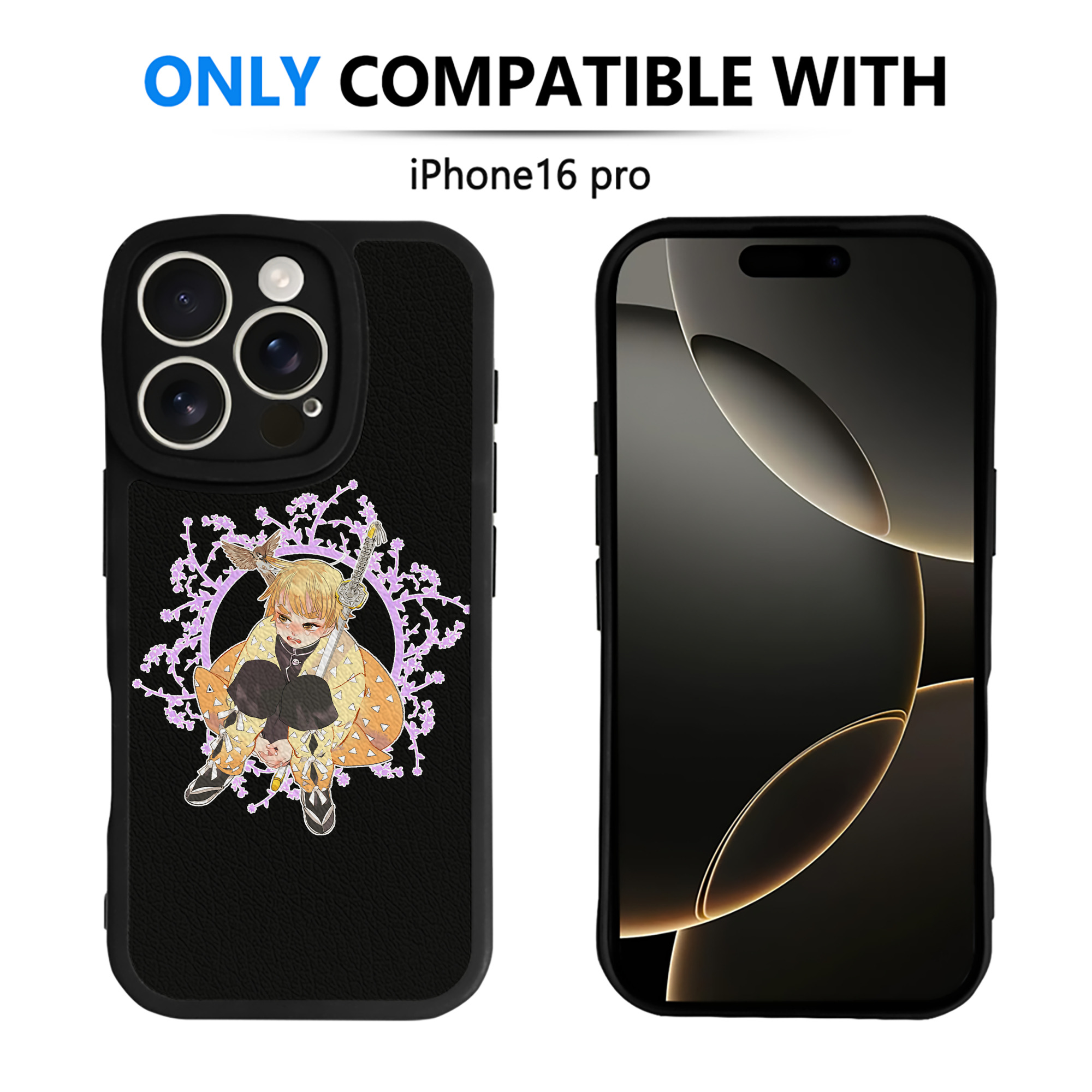 （画像用） 鬼滅の刃（きめつのやいば）我妻 善逸／あがつま ぜんいつ Agatsuma Zenitsu 【iPhone 16シリーズ対応】シリコンスマホケース（レザー調） 材質：シリコン